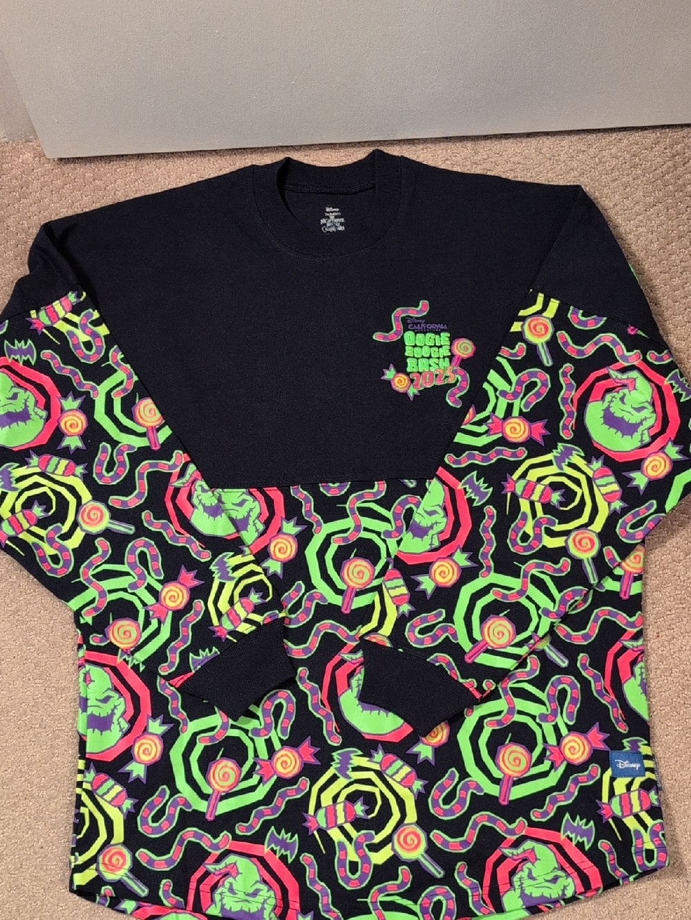 Disneyland California Oogie Boogie Bash 2025 Black Neon-Print Spirit Jersey
